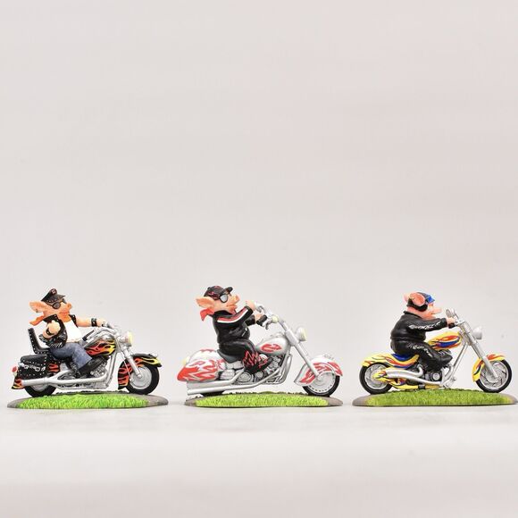 Road Hogs Collection Lot of 3 Harley Davidson Figurines Motorcycle Pigs Bike - Picture 3 of 6
